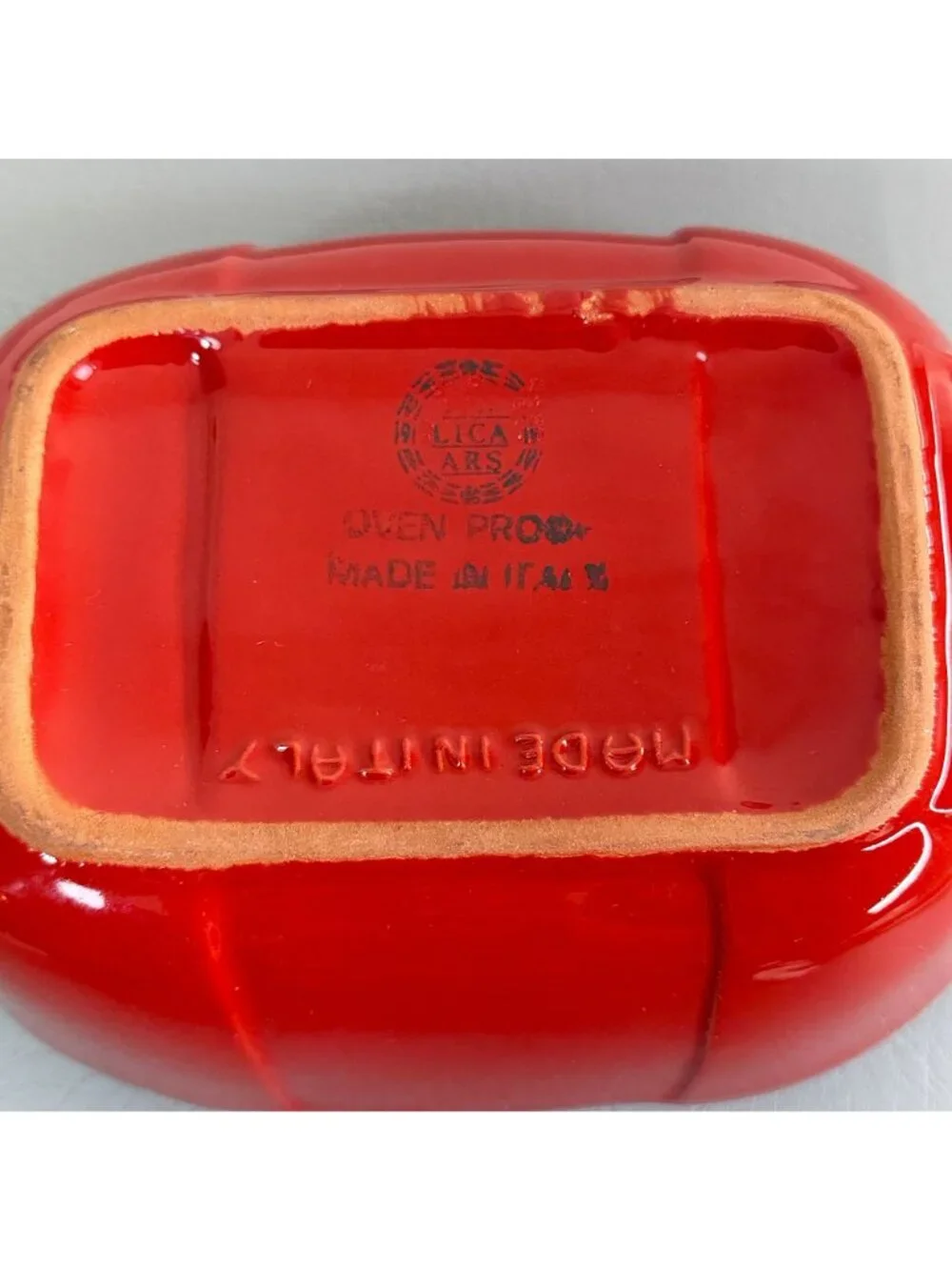 Vintage Lica Ars Italy Red Ceramic Casserole Dish 11